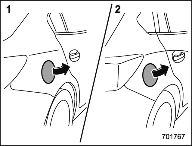 Emplacement du volet de réservoir du carburant et du levier d’ouverture