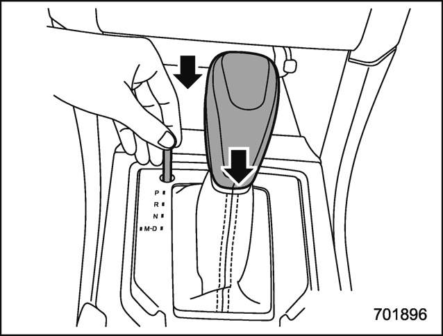 Déverrouillage du levier sélecteur à l’aide du bouton de déverrouillage du levier sélecteur