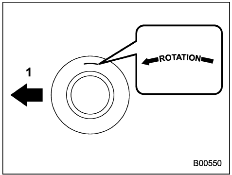 Exemple de repère de sens de rotation des pneus