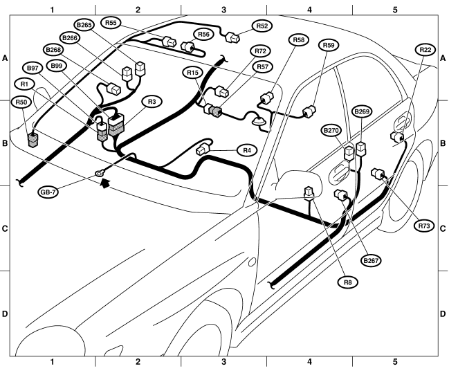 Faisceau de câblage arrière, faisceau de câblage de cloison, fil de toit et fil de réservoir de carburant 