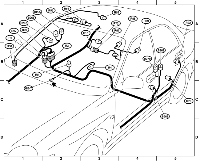 Faisceau de câblage arrière, faisceau de câblage de cloison, fil de toit et fil de réservoir de carburant 