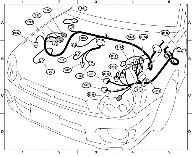 Faisceau de câblage de cloison (Dans compartiment moteur)